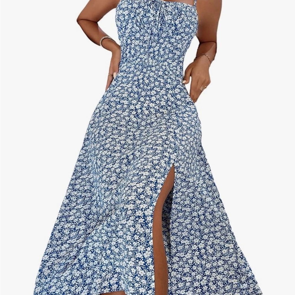 Floerns (Amazon) Women's Split Thigh Spaghetti Strap Cami Midi Floral Dress